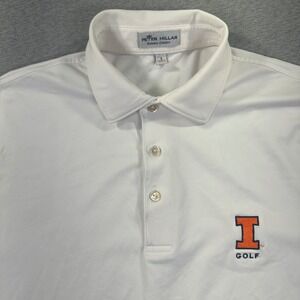 Peter Millar Summer Comfort Illinois Golf Polo Shirt Mens Small White Stretch